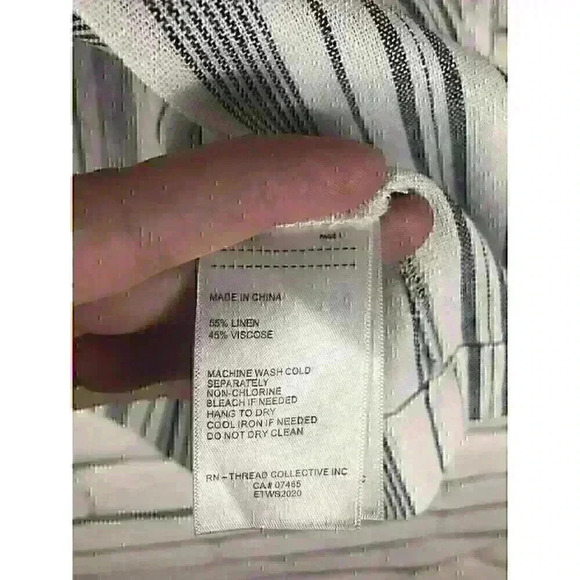 NWT Ellen Tracy Women Sz M White Black Striped Long Sleeve 1 Button Blazer Linen - Picture 4 of 7